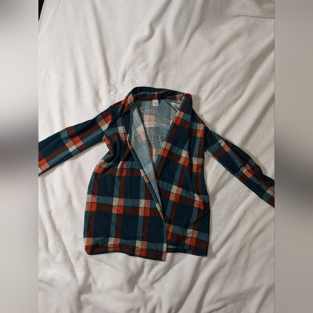 Sun & Moon Women’s Plaid Open Front Cardigan – Long Sleeve Knit Sweater w/ Elbow